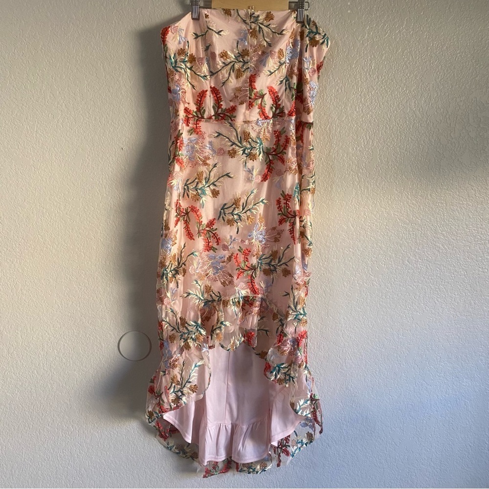 Sam Edelman Women 14 Nude Multi Bouquet Embroidery Strapless Sheath Dress NWT